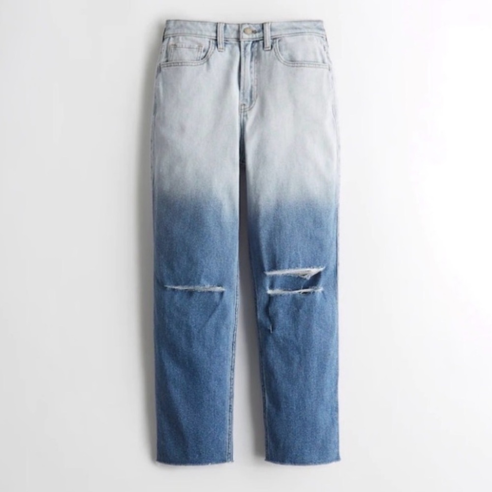 NWT Hollister Ultra High-Rise Dip-Dye Vintage‎ Ankle Straight Jeans Size 26